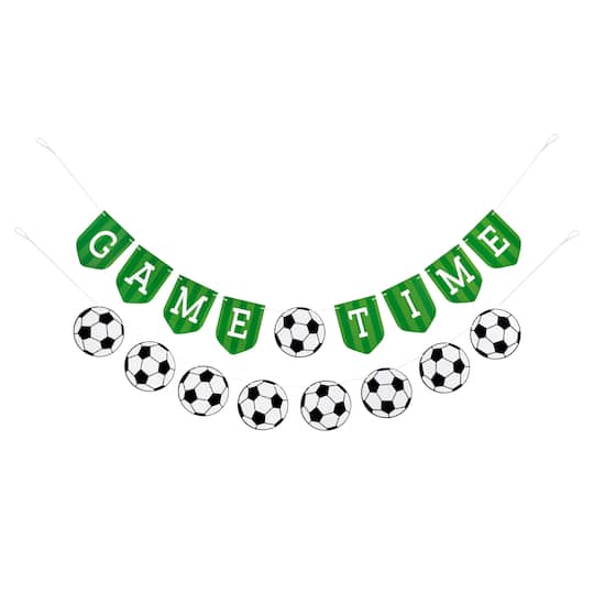 Michaels, 5ft. Green, Black & White Game Time Soccer Banner Set by Celebrate It™ – Category: Banners